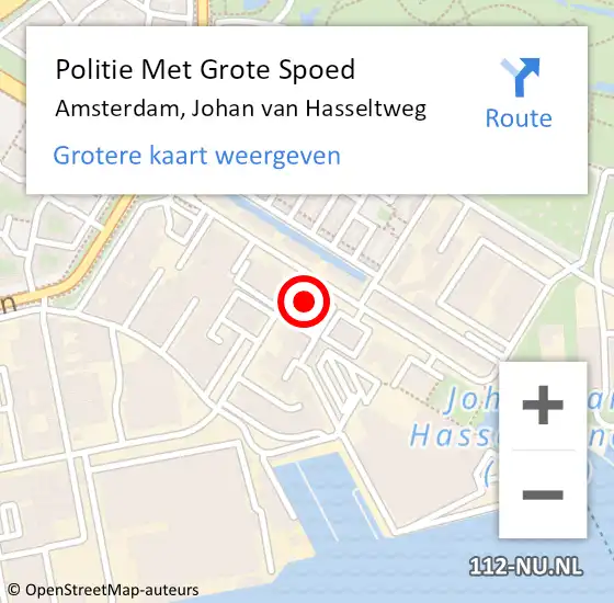 Locatie op kaart van de 112 melding: Politie Met Grote Spoed Naar Amsterdam, Johan van Hasseltweg op 11 december 2021 17:10