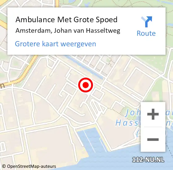 Locatie op kaart van de 112 melding: Ambulance Met Grote Spoed Naar Amsterdam, Johan van Hasseltweg op 11 december 2021 17:10