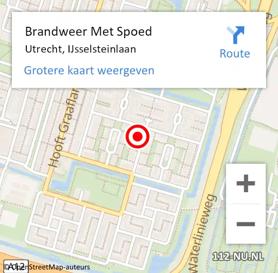 Locatie op kaart van de 112 melding: Brandweer Met Spoed Naar Utrecht, IJsselsteinlaan op 11 december 2021 17:11