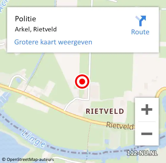 Locatie op kaart van de 112 melding: Politie Arkel, Rietveld op 11 december 2021 17:13