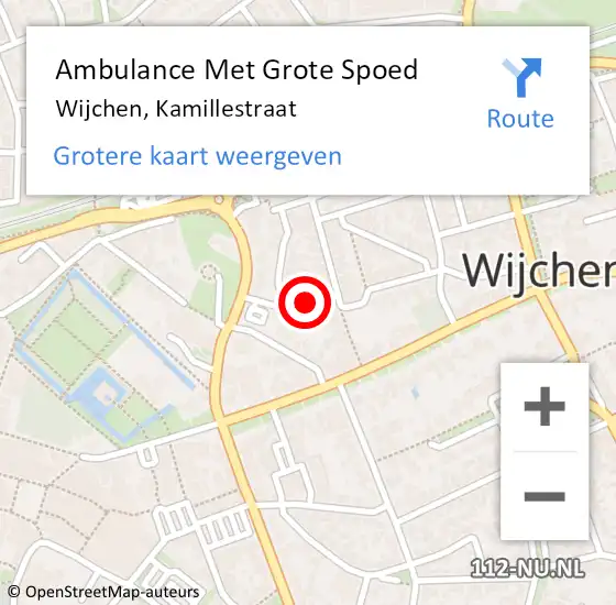 Locatie op kaart van de 112 melding: Ambulance Met Grote Spoed Naar Wijchen, Kamillestraat op 11 december 2021 17:15