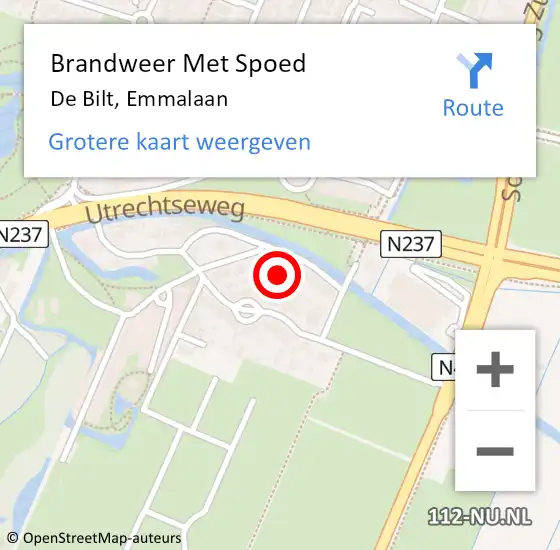 Locatie op kaart van de 112 melding: Brandweer Met Spoed Naar De Bilt, Emmalaan op 11 december 2021 17:38