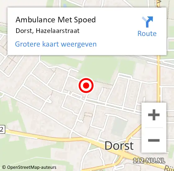 Locatie op kaart van de 112 melding: Ambulance Met Spoed Naar Dorst, Hazelaarstraat op 2 juli 2014 01:10