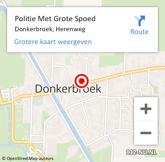 Locatie op kaart van de 112 melding: Politie Met Grote Spoed Naar Donkerbroek, Herenweg op 11 december 2021 18:18