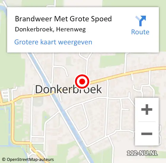 Locatie op kaart van de 112 melding: Brandweer Met Grote Spoed Naar Donkerbroek, Herenweg op 11 december 2021 18:19
