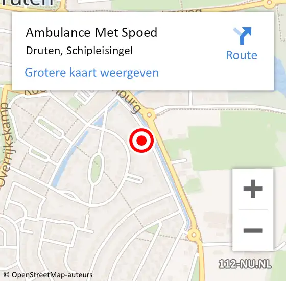 Locatie op kaart van de 112 melding: Ambulance Met Spoed Naar Druten, Schipleisingel op 11 december 2021 18:33