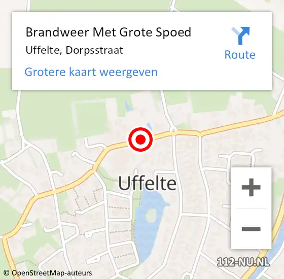 Locatie op kaart van de 112 melding: Brandweer Met Grote Spoed Naar Uffelte, Dorpsstraat op 11 december 2021 19:00
