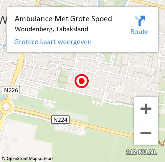 Locatie op kaart van de 112 melding: Ambulance Met Grote Spoed Naar Woudenberg, Tabaksland op 11 december 2021 19:07