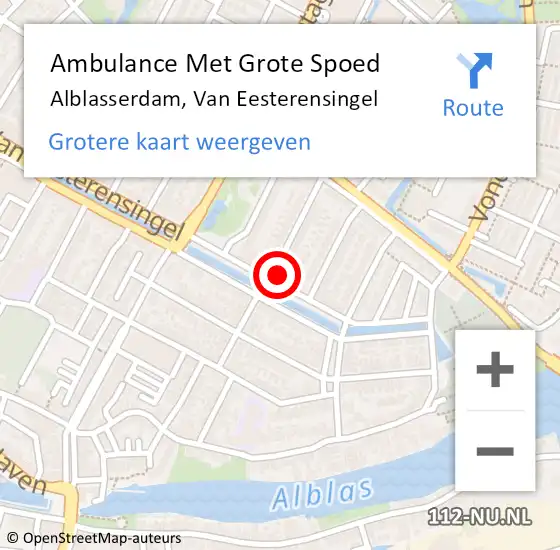 Locatie op kaart van de 112 melding: Ambulance Met Grote Spoed Naar Alblasserdam, Van Eesterensingel op 11 december 2021 19:22
