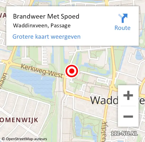 Locatie op kaart van de 112 melding: Brandweer Met Spoed Naar Waddinxveen, Passage op 11 december 2021 19:25