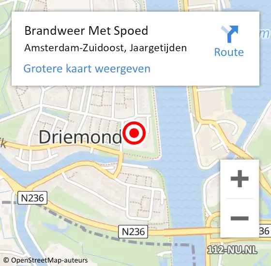 Locatie op kaart van de 112 melding: Brandweer Met Spoed Naar Amsterdam-Zuidoost, Jaargetijden op 11 december 2021 19:31