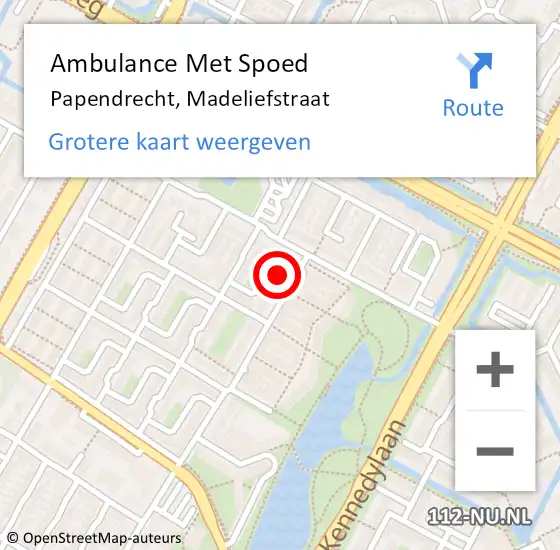 Locatie op kaart van de 112 melding: Ambulance Met Spoed Naar Papendrecht, Madeliefstraat op 2 juli 2014 01:33