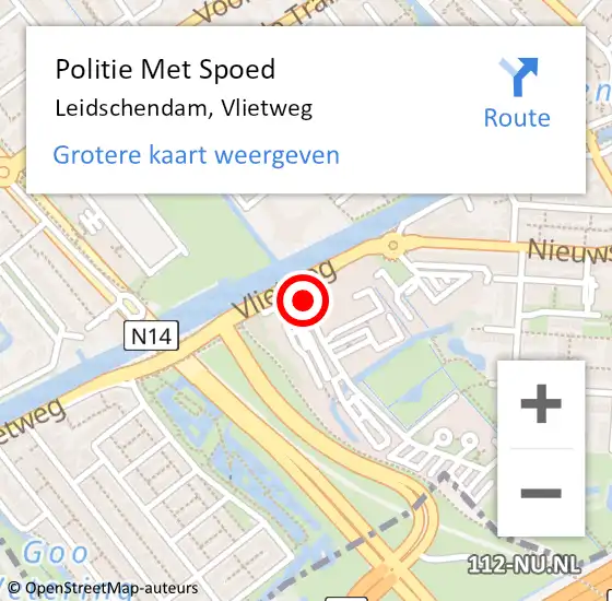 Locatie op kaart van de 112 melding: Politie Met Spoed Naar Leidschendam, Vlietweg op 11 december 2021 19:53