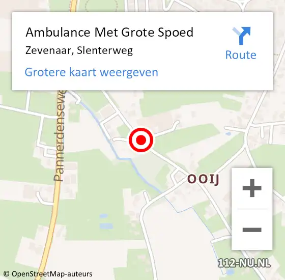 Locatie op kaart van de 112 melding: Ambulance Met Grote Spoed Naar Zevenaar, Slenterweg op 11 december 2021 20:22