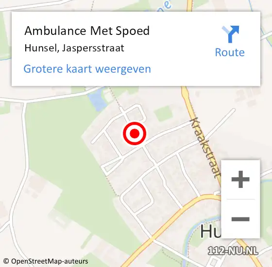 Locatie op kaart van de 112 melding: Ambulance Met Spoed Naar Hunsel, Jaspersstraat op 11 december 2021 20:28