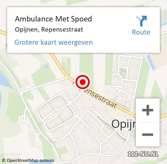 Locatie op kaart van de 112 melding: Ambulance Met Spoed Naar Opijnen, Repensestraat op 11 december 2021 20:39