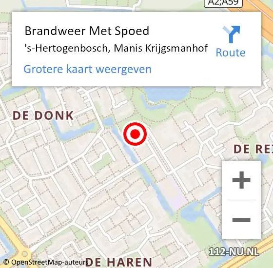 Locatie op kaart van de 112 melding: Brandweer Met Spoed Naar 's-Hertogenbosch, Manis Krijgsmanhof op 11 december 2021 20:51