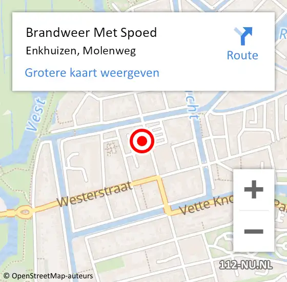 Locatie op kaart van de 112 melding: Brandweer Met Spoed Naar Enkhuizen, Molenweg op 11 december 2021 21:35