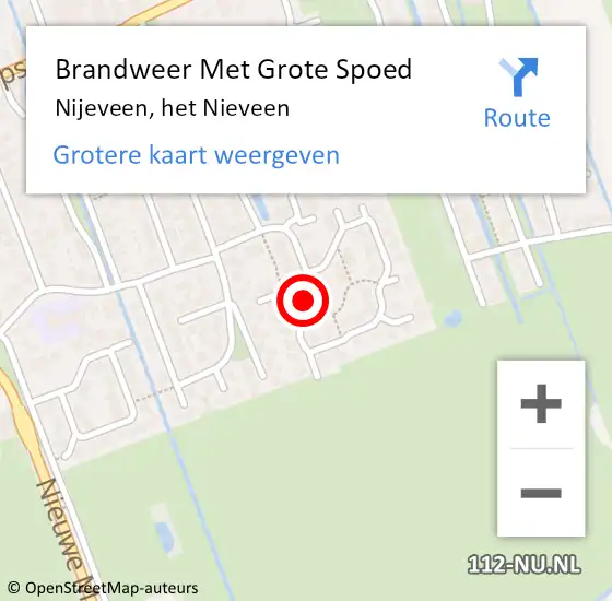 Locatie op kaart van de 112 melding: Brandweer Met Grote Spoed Naar Nijeveen, het Nieveen op 11 december 2021 21:38