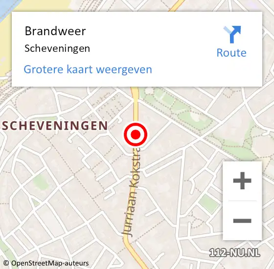 Locatie op kaart van de 112 melding: Brandweer Scheveningen op 11 december 2021 21:54