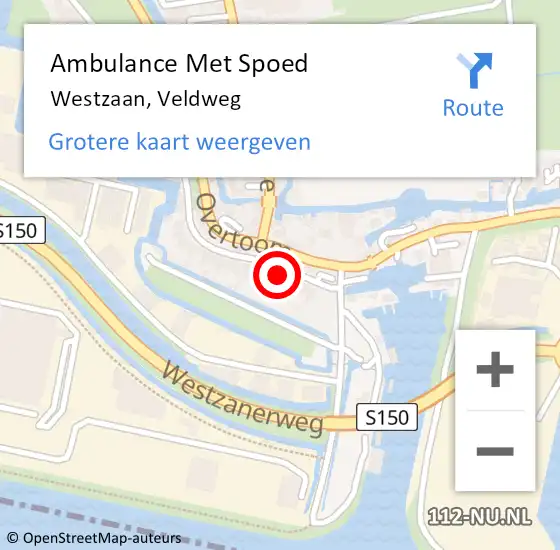 Locatie op kaart van de 112 melding: Ambulance Met Spoed Naar Westzaan, Veldweg op 11 december 2021 22:13