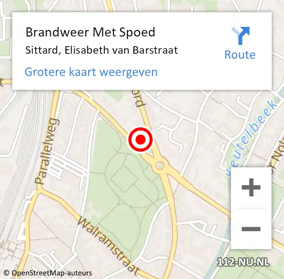 Locatie op kaart van de 112 melding: Brandweer Met Spoed Naar Sittard, Elisabeth van Barstraat op 11 december 2021 22:52