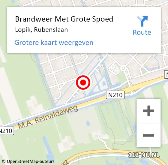 Locatie op kaart van de 112 melding: Brandweer Met Grote Spoed Naar Lopik, Rubenslaan op 11 december 2021 22:56