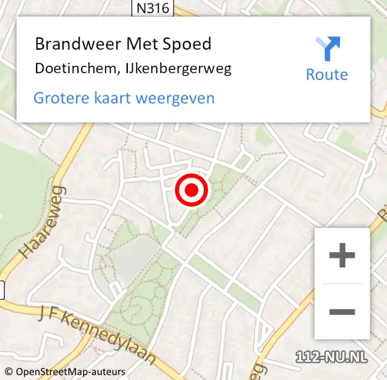 Locatie op kaart van de 112 melding: Brandweer Met Spoed Naar Doetinchem, IJkenbergerweg op 11 december 2021 23:05