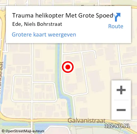 Locatie op kaart van de 112 melding: Trauma helikopter Met Grote Spoed Naar Ede, Niels Bohrstraat op 11 december 2021 23:22