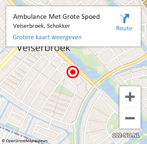 Locatie op kaart van de 112 melding: Ambulance Met Grote Spoed Naar Velserbroek, Schokker op 11 december 2021 23:41