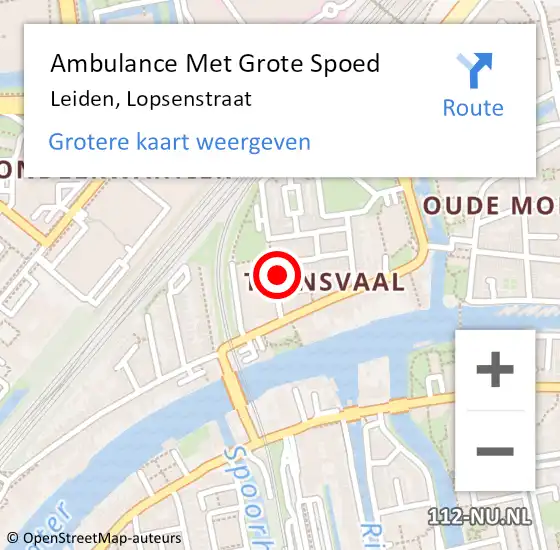 Locatie op kaart van de 112 melding: Ambulance Met Grote Spoed Naar Leiden, Lopsenstraat op 11 december 2021 23:50