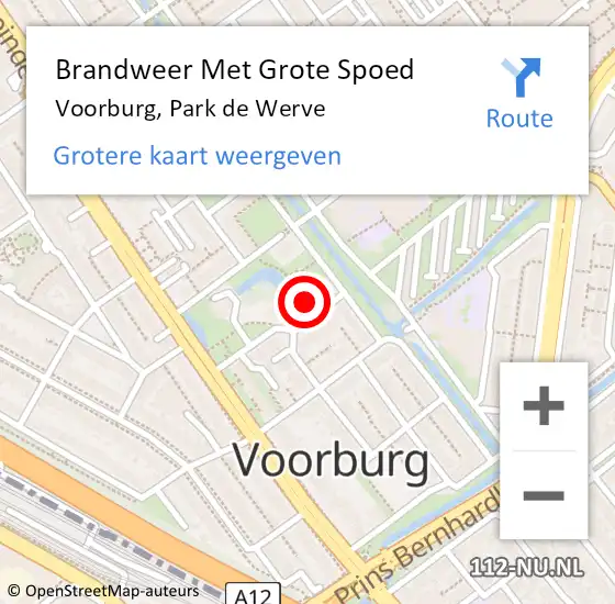 Locatie op kaart van de 112 melding: Brandweer Met Grote Spoed Naar Voorburg, Park de Werve op 12 december 2021 00:04