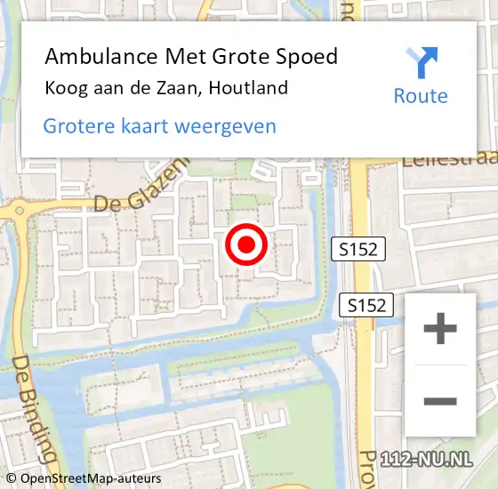 Locatie op kaart van de 112 melding: Ambulance Met Grote Spoed Naar Koog aan de Zaan, Houtland op 12 december 2021 00:14