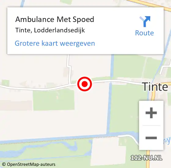 Locatie op kaart van de 112 melding: Ambulance Met Spoed Naar Tinte, Lodderlandsedijk op 12 december 2021 00:20