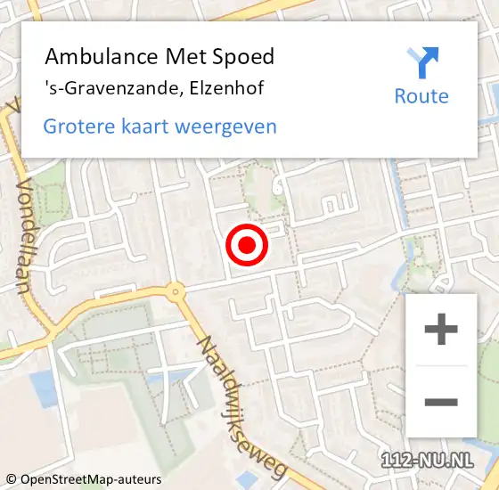 Locatie op kaart van de 112 melding: Ambulance Met Spoed Naar 's-Gravenzande, Elzenhof op 12 december 2021 00:23