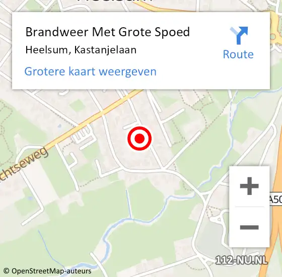 Locatie op kaart van de 112 melding: Brandweer Met Grote Spoed Naar Heelsum, Kastanjelaan op 12 december 2021 00:26