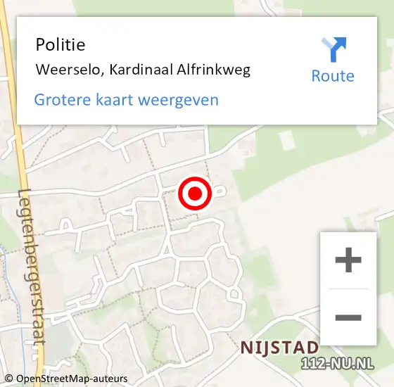 Locatie op kaart van de 112 melding: Politie Weerselo, Kardinaal Alfrinkweg op 12 december 2021 00:27