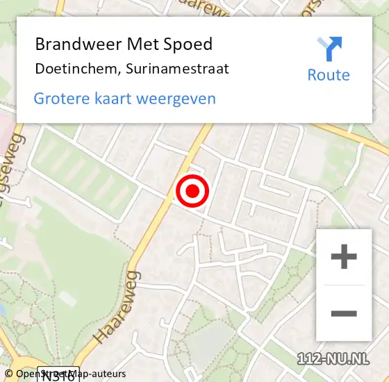 Locatie op kaart van de 112 melding: Brandweer Met Spoed Naar Doetinchem, Surinamestraat op 12 december 2021 00:49