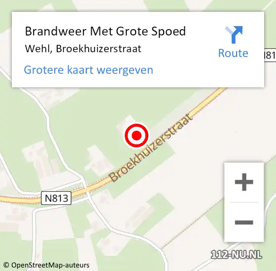 Locatie op kaart van de 112 melding: Brandweer Met Grote Spoed Naar Wehl, Broekhuizerstraat op 12 december 2021 00:58