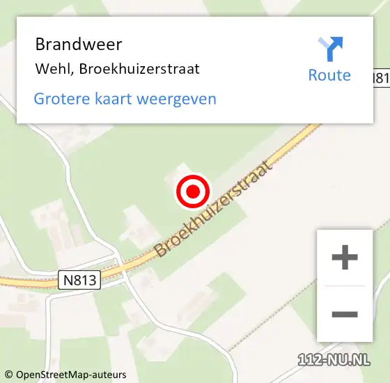 Locatie op kaart van de 112 melding: Brandweer Wehl, Broekhuizerstraat op 12 december 2021 01:07