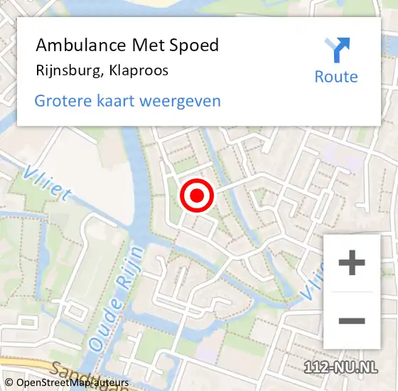 Locatie op kaart van de 112 melding: Ambulance Met Spoed Naar Rijnsburg, Klaproos op 12 december 2021 01:15