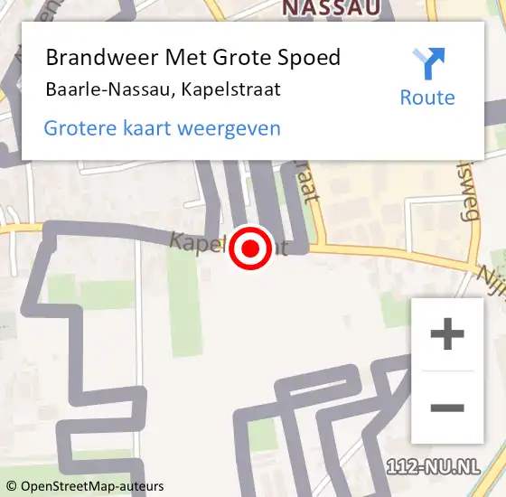 Locatie op kaart van de 112 melding: Brandweer Met Grote Spoed Naar Baarle-Nassau, Kapelstraat op 12 december 2021 01:25