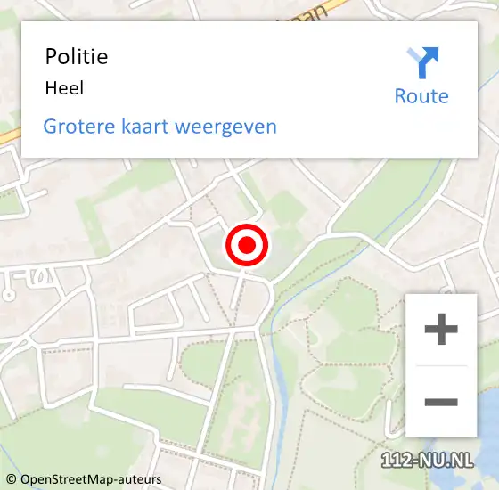 Locatie op kaart van de 112 melding: Politie Heel op 12 december 2021 01:42