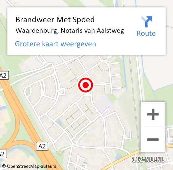 Locatie op kaart van de 112 melding: Brandweer Met Spoed Naar Waardenburg, Notaris van Aalstweg op 12 december 2021 02:24