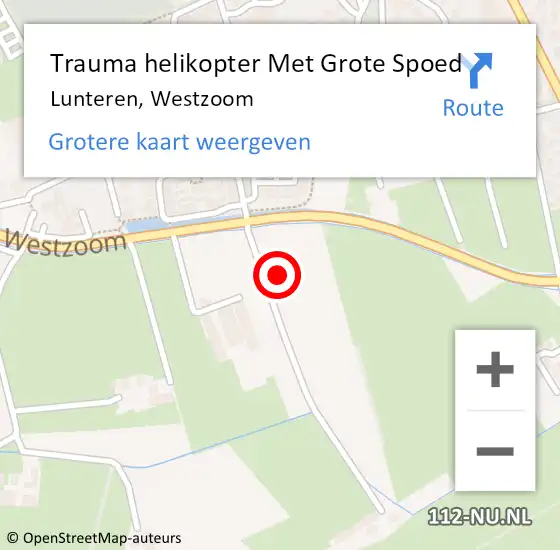Locatie op kaart van de 112 melding: Trauma helikopter Met Grote Spoed Naar Lunteren, Westzoom op 12 december 2021 03:35