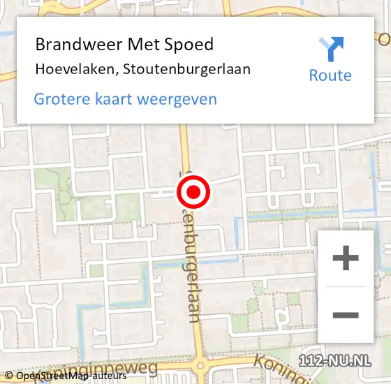 Locatie op kaart van de 112 melding: Brandweer Met Spoed Naar Hoevelaken, Stoutenburgerlaan op 12 december 2021 03:50