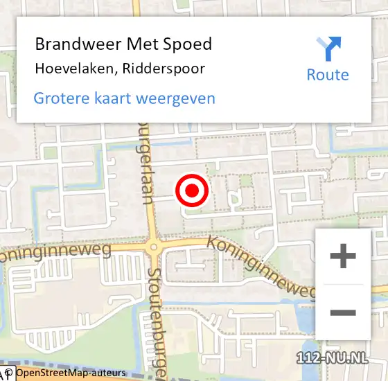 Locatie op kaart van de 112 melding: Brandweer Met Spoed Naar Hoevelaken, Ridderspoor op 12 december 2021 03:51