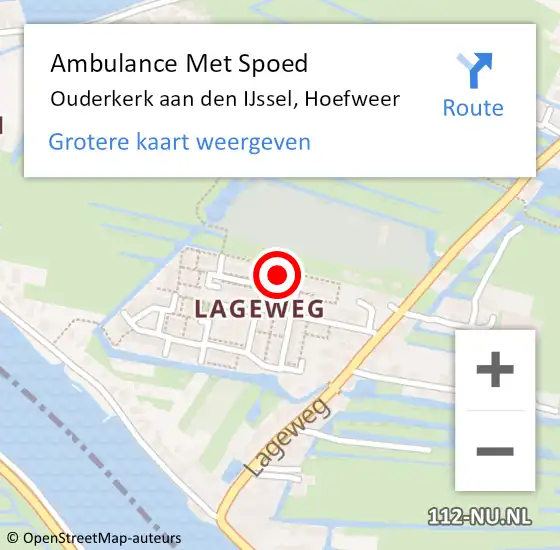 Locatie op kaart van de 112 melding: Ambulance Met Spoed Naar Ouderkerk aan den IJssel, Hoefweer op 12 december 2021 03:54