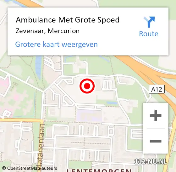 Locatie op kaart van de 112 melding: Ambulance Met Grote Spoed Naar Zevenaar, Mercurion op 12 december 2021 03:55