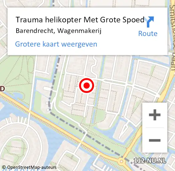 Locatie op kaart van de 112 melding: Trauma helikopter Met Grote Spoed Naar Barendrecht, Wagenmakerij op 12 december 2021 04:00